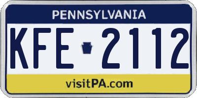 PA license plate KFE2112