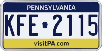 PA license plate KFE2115