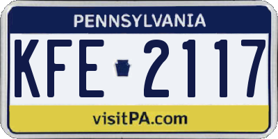 PA license plate KFE2117