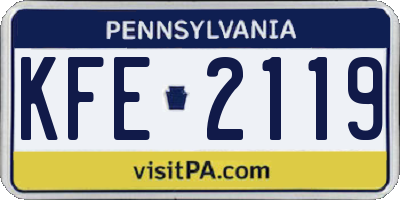 PA license plate KFE2119