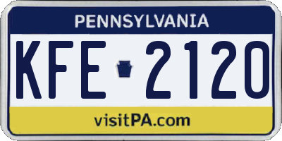 PA license plate KFE2120
