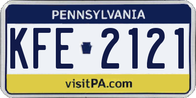 PA license plate KFE2121