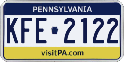PA license plate KFE2122