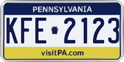 PA license plate KFE2123
