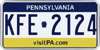 PA license plate KFE2124