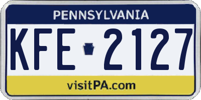 PA license plate KFE2127