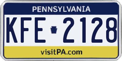 PA license plate KFE2128
