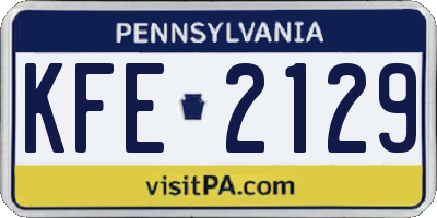 PA license plate KFE2129