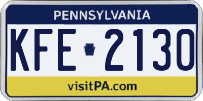 PA license plate KFE2130