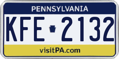 PA license plate KFE2132
