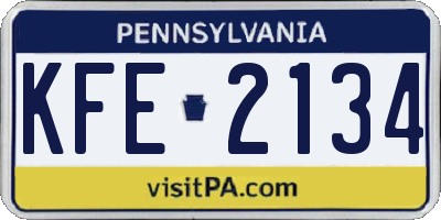 PA license plate KFE2134