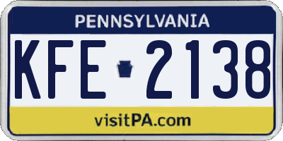 PA license plate KFE2138