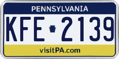 PA license plate KFE2139