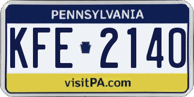 PA license plate KFE2140