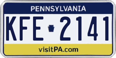 PA license plate KFE2141