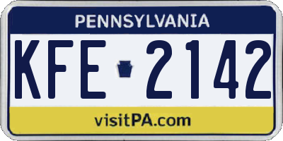 PA license plate KFE2142
