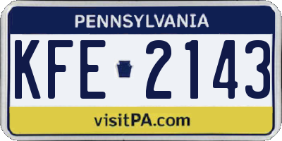 PA license plate KFE2143