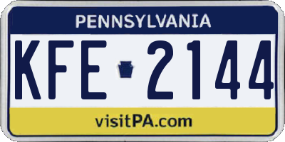 PA license plate KFE2144