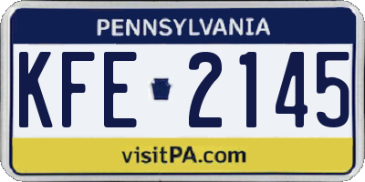 PA license plate KFE2145