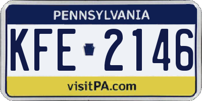 PA license plate KFE2146