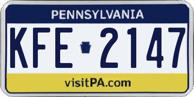 PA license plate KFE2147
