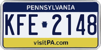 PA license plate KFE2148