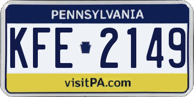 PA license plate KFE2149