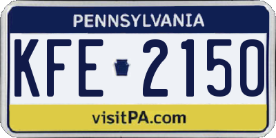 PA license plate KFE2150