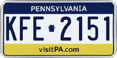 PA license plate KFE2151