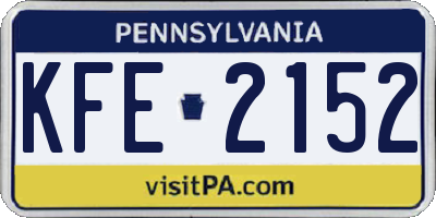 PA license plate KFE2152