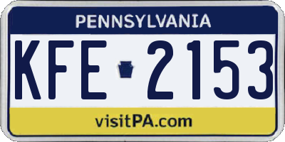PA license plate KFE2153