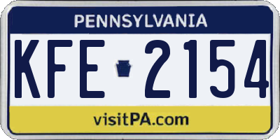 PA license plate KFE2154