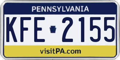 PA license plate KFE2155