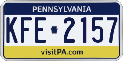 PA license plate KFE2157