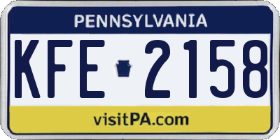 PA license plate KFE2158
