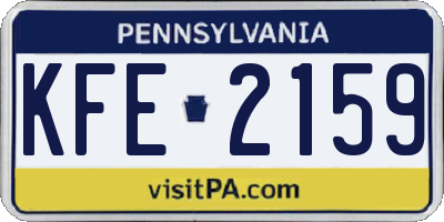 PA license plate KFE2159
