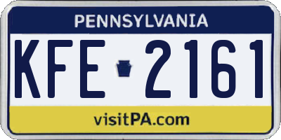 PA license plate KFE2161