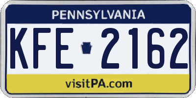 PA license plate KFE2162