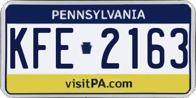 PA license plate KFE2163