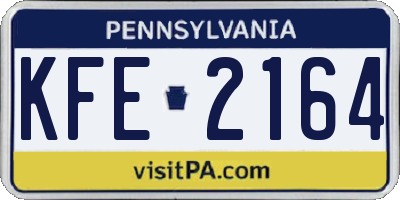 PA license plate KFE2164