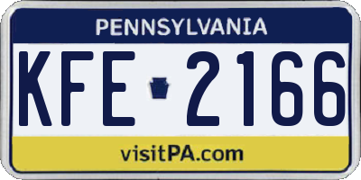 PA license plate KFE2166