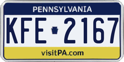 PA license plate KFE2167