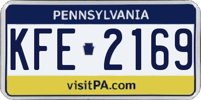 PA license plate KFE2169