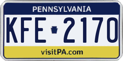 PA license plate KFE2170