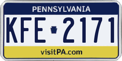PA license plate KFE2171