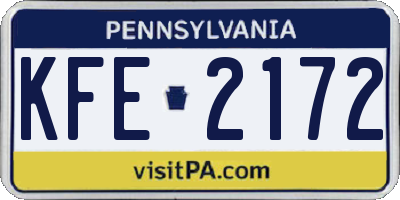 PA license plate KFE2172