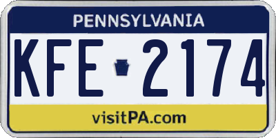 PA license plate KFE2174
