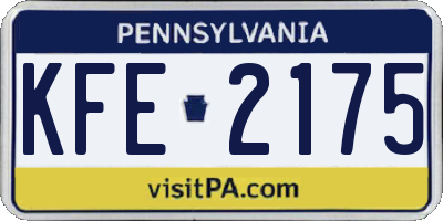 PA license plate KFE2175