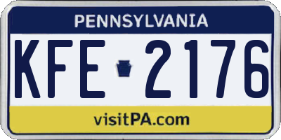 PA license plate KFE2176
