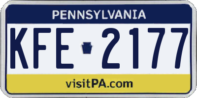 PA license plate KFE2177